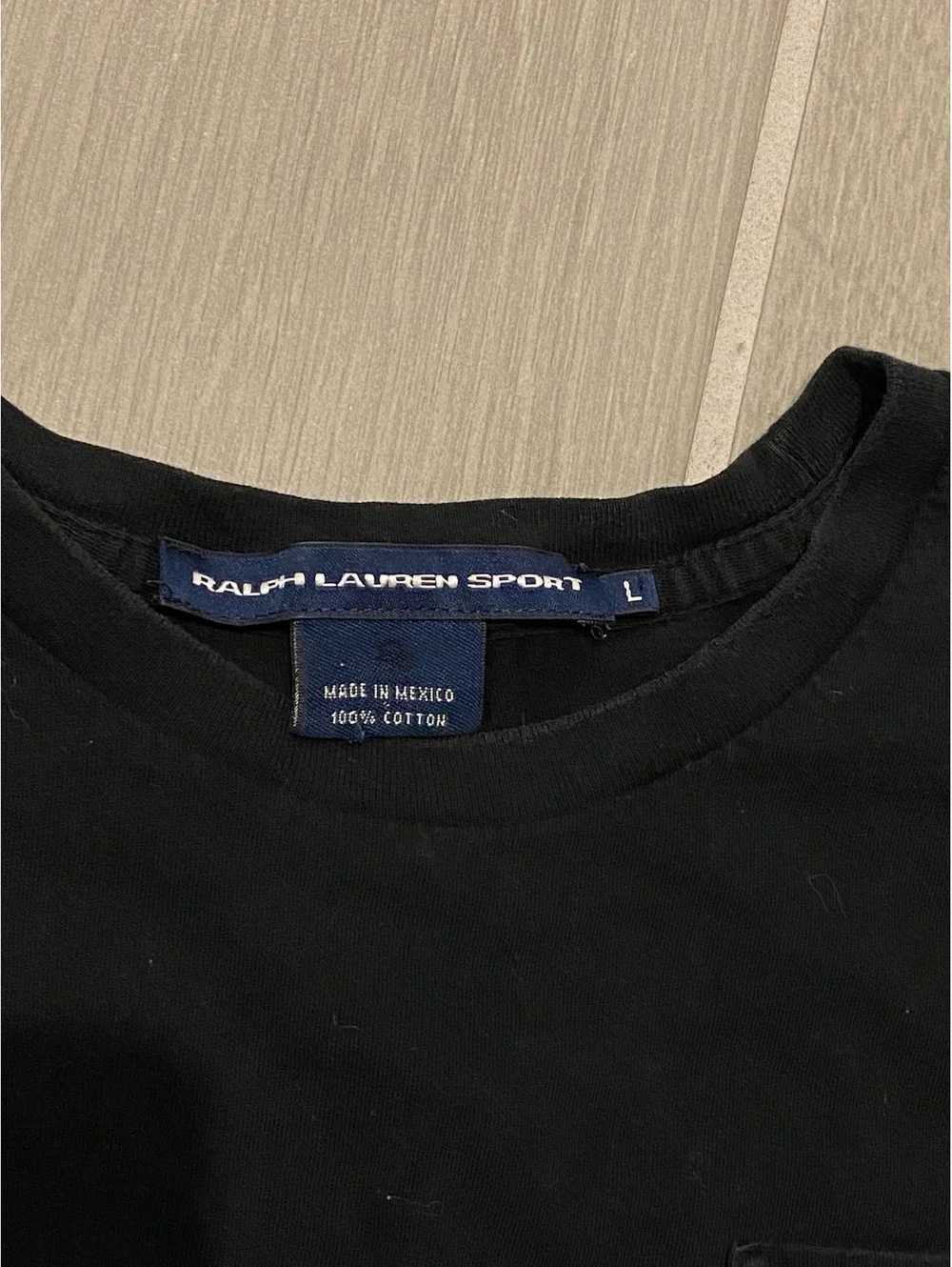 Ralph Lauren Sport Black Cotton T-Shirt with Pocket Logo